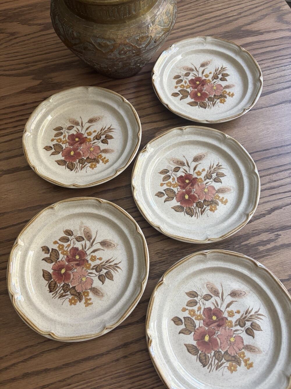 Vintage 1970s Festive Endura Collection Salad Plates Stoneware Made in Japan (5)